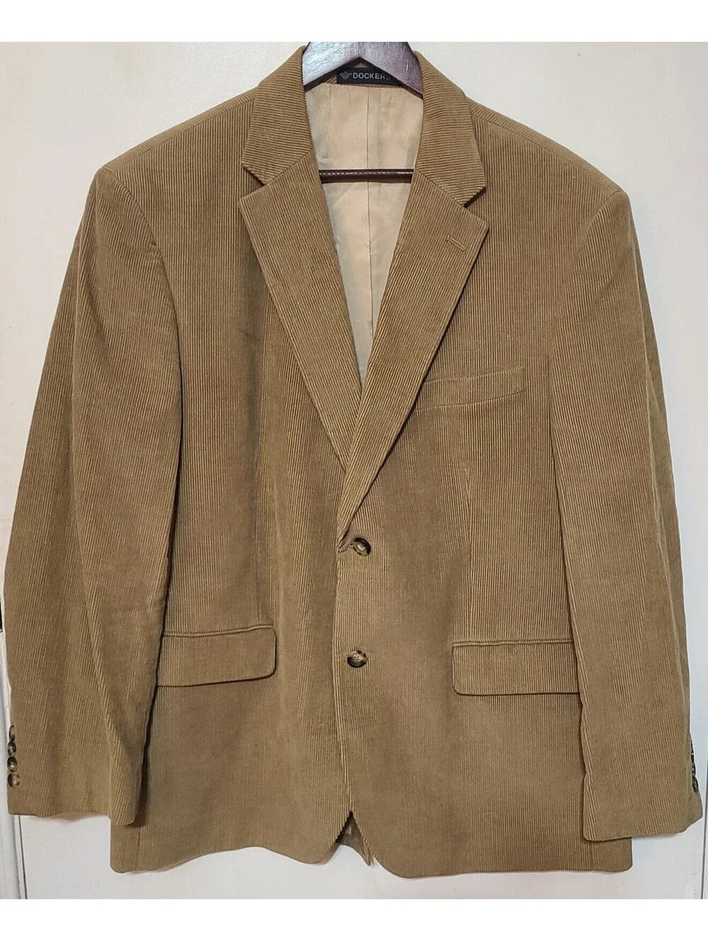 Dockers Corduroy Blazer Mens Size 44R Tan Jacket University Academic Preppy EUC